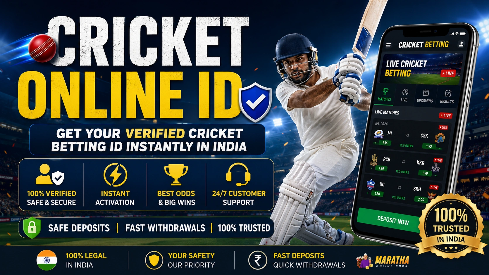 Cricket Online ID – Get Your Verified Cricket Betting ID Instantly in India